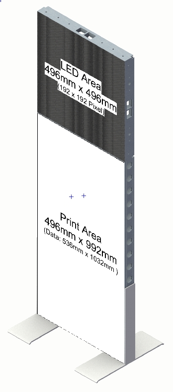 Aluvision Konstruktion | LED-Stele mit Print 0,5m x 1,5m