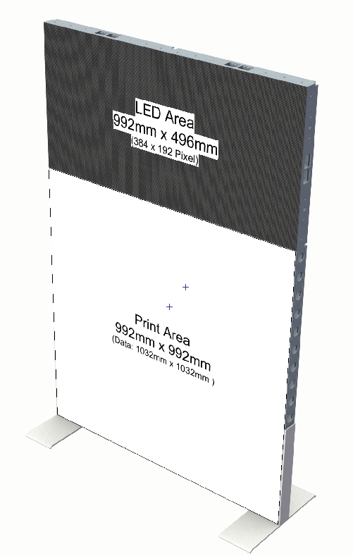 Aluvision Konstruktion | LED-Stele mit Print 1,0m x 1,5m