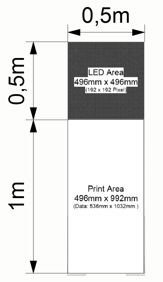 Aluvision Konstruktion | LED-Stele mit Print 0,5m x 1,5m