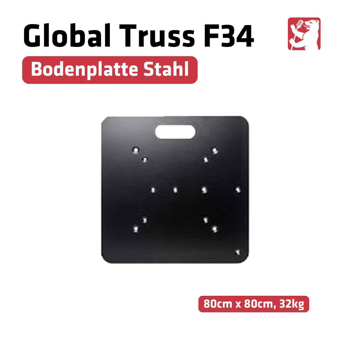 Global Truss | F34 | Schwerlastbodenplatte Stahl 80x80cm | 35kg