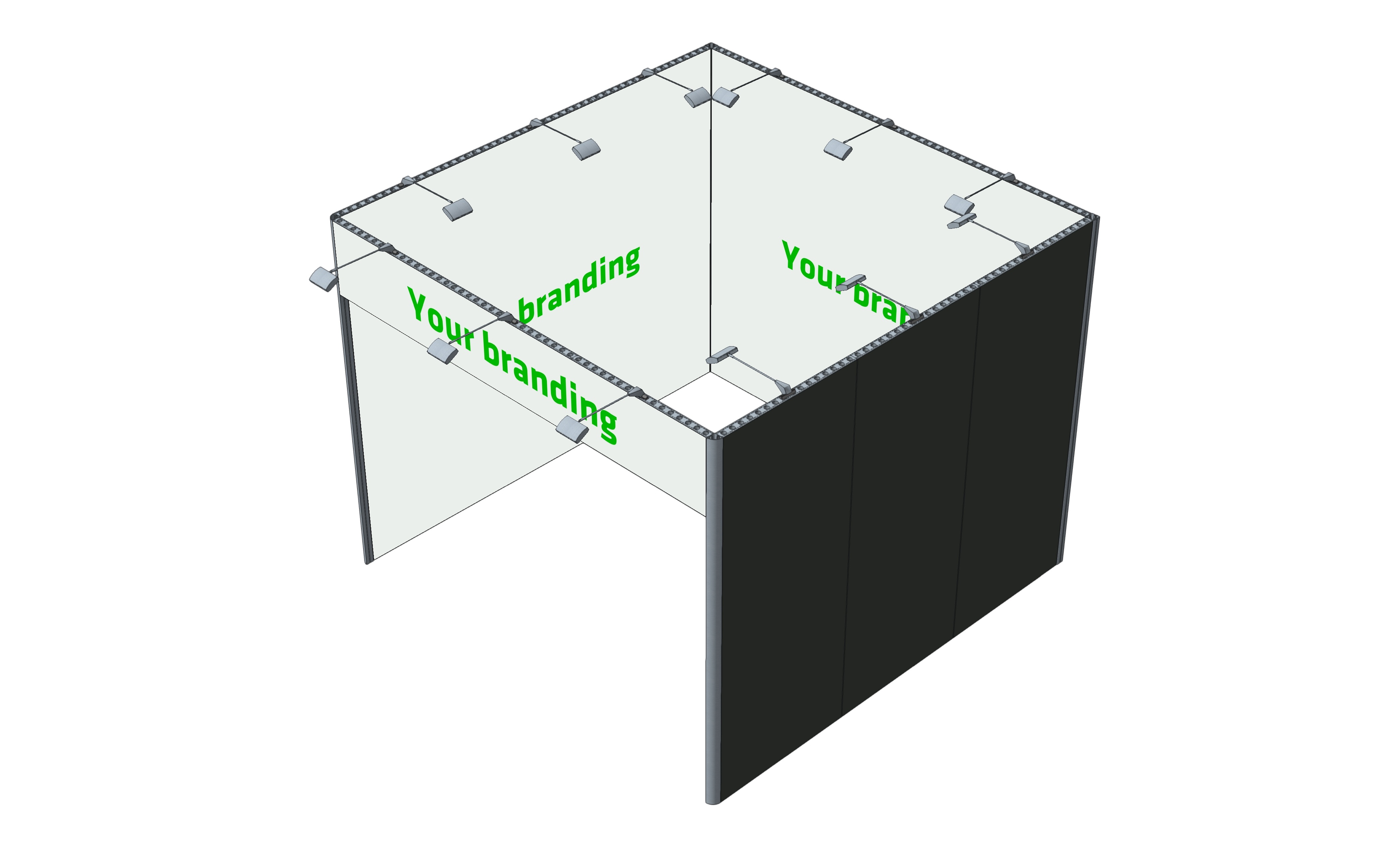 Messestand COMPLETE U | 3m x 3m x 2,5m mit Banner