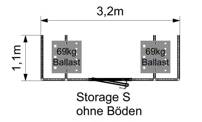 Aluvision Konstruktion Lagerraum S | 3m x 1m | ohne Regalböden